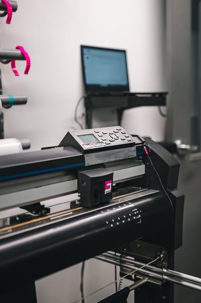 Home Close-up of modern printing machine in a professional studio environment.